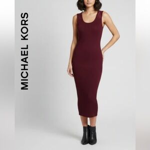 Michael Kors Burgundy Sleeveless Dress with Lace